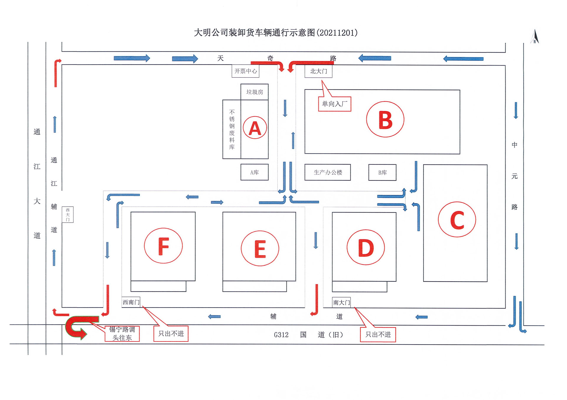 【重要通知】關于來江蘇大明裝卸貨車輛進出廠線路調整的通知